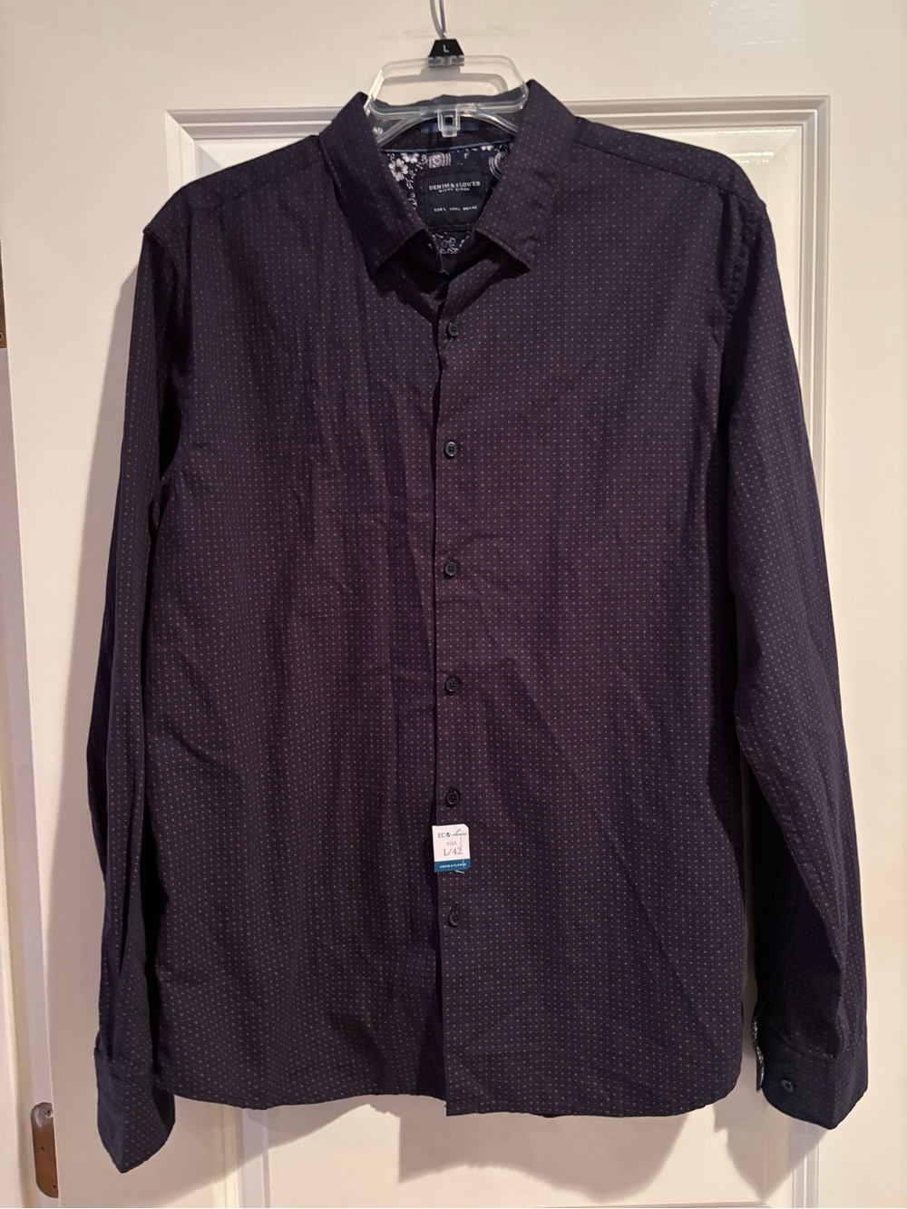 Denim & Flower Ricky Singh Navy Geometric Print Button Down Shirt L 42 NWT